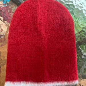 Bright Red Beanie Hat Reversible Alpaca Blend Super Soft Warm Dbl Layer